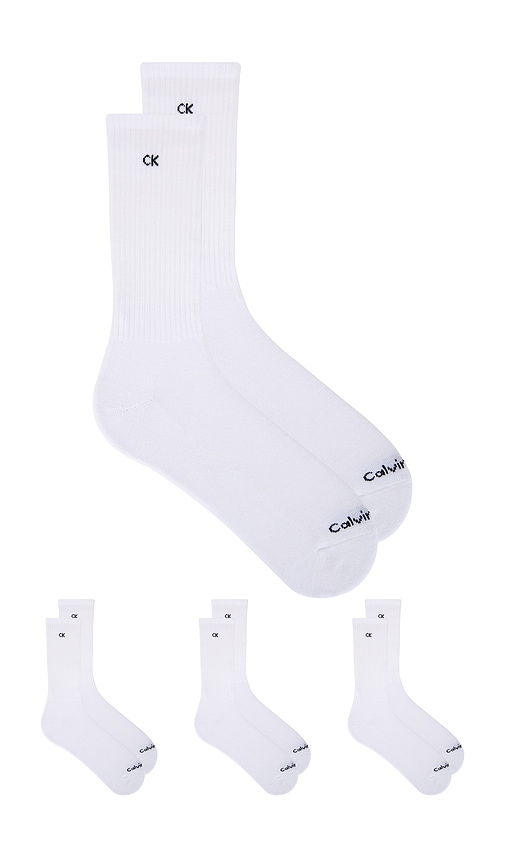 Calvin Klein 6 Pack Basic Cushion Crew Socks In White