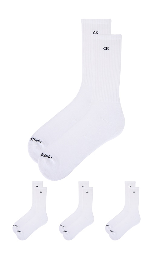 Calvin Klein 6 Pack Basic Cushion Crew Socks In White