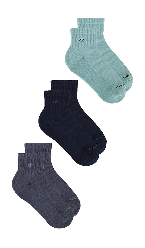 Calvin Klein 6 Pack Basic Cushion Quarter Socks In Gold