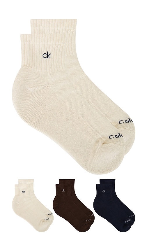 Calvin Klein 6 Pack Basic Cushion Quarter Socks In Neutral