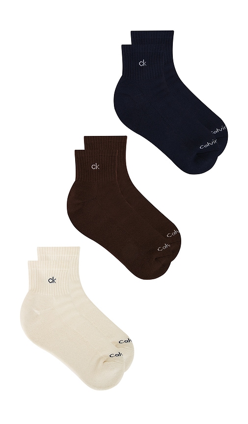 Calvin Klein 6 Pack Basic Cushion Quarter Socks In Neutral