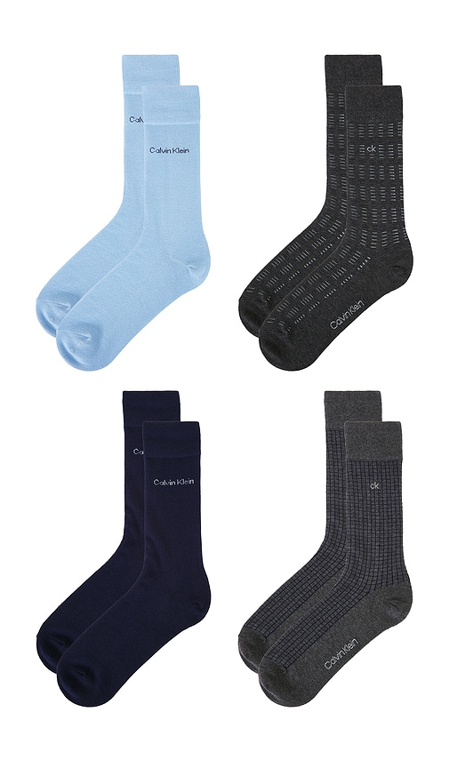Calvin Klein 4 Pack Combed Cotton Giftbox Dress Crew Socks In Gold