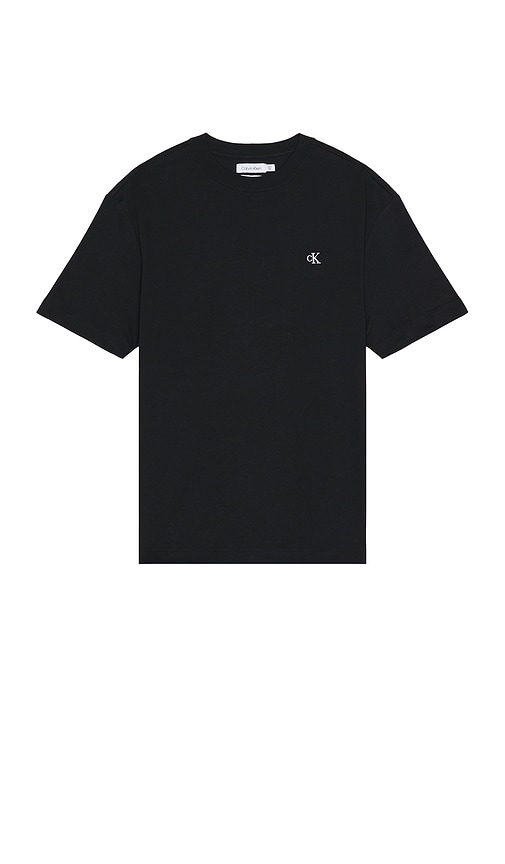 Calvin Klein Short Sleeve Relaxed Archive Logo Tee In Black