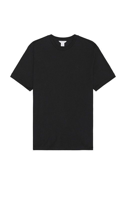 Shop Calvin Klein Smooth Cotton Monogram Logo T-shirt In Black Beauty