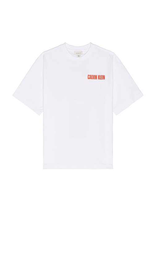 Calvin Klein Relaxed Vertical Logo Tee In White