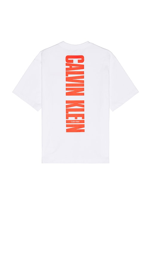 Calvin Klein Relaxed Vertical Logo Tee In White