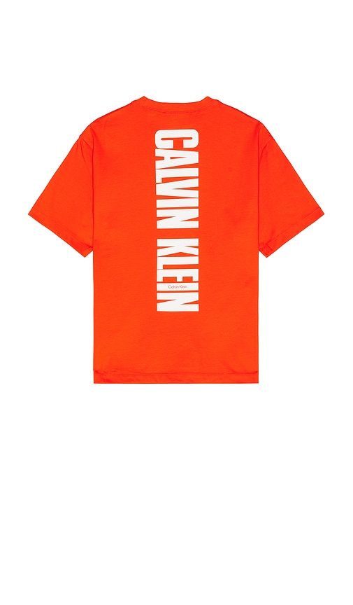 Calvin Klein Relaxed Vertical Logo Tee In Red