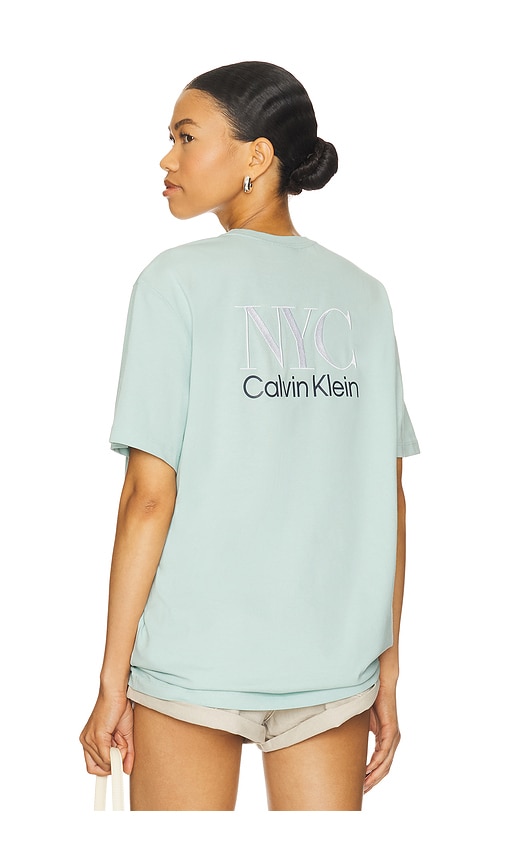 Embroidered Nyc Back Crewneck Tee in Mint. - size XL/1X (also in L, M, S)