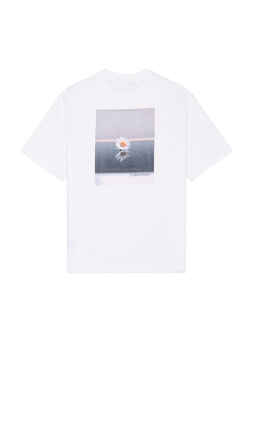 Flower Applique Relaxed Crewneck Tee in White. - size XL/1X (also in L, M, S)