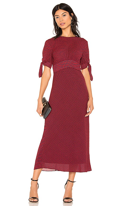 red check midi dress