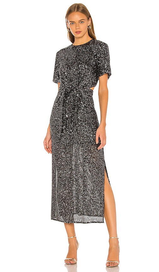 C/MEO Lustre Midi Dress in Black Sequin | REVOLVE