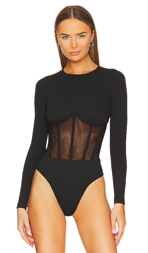 Cami Nyc Women's Zoma Long-sleeve Corset Bodysuit In Black