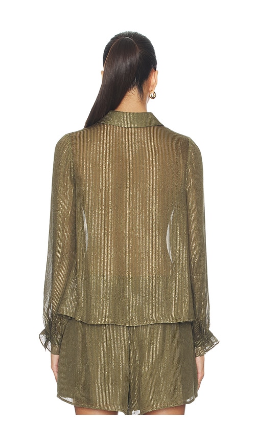  Cami Nyc Niecey Metallic Chiffon Blouse En Color Army,metallic Gold Talla L  (también En M, S, Xl, Xs). 