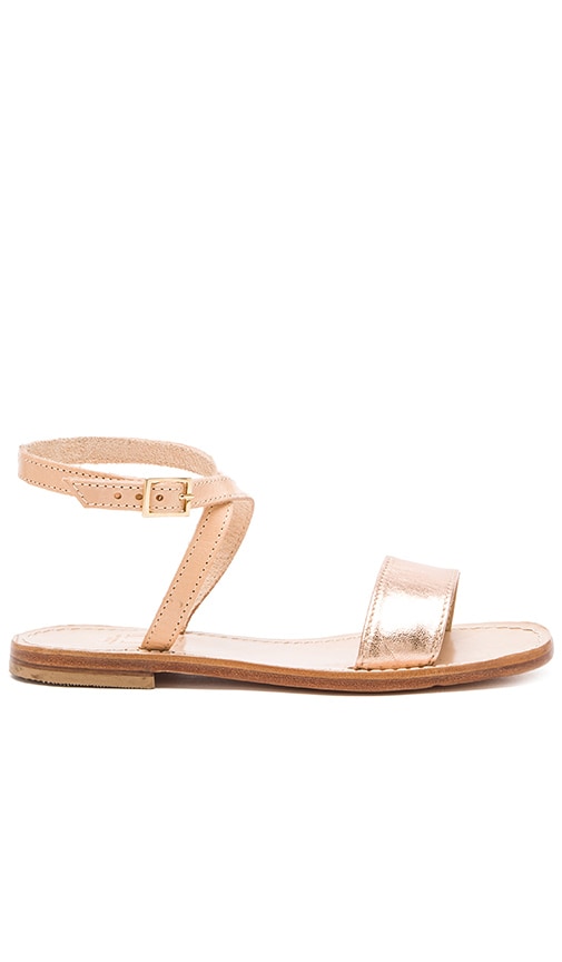 Capri Positano Ankle Wrap Sandal in Rose Gold & Light Tan