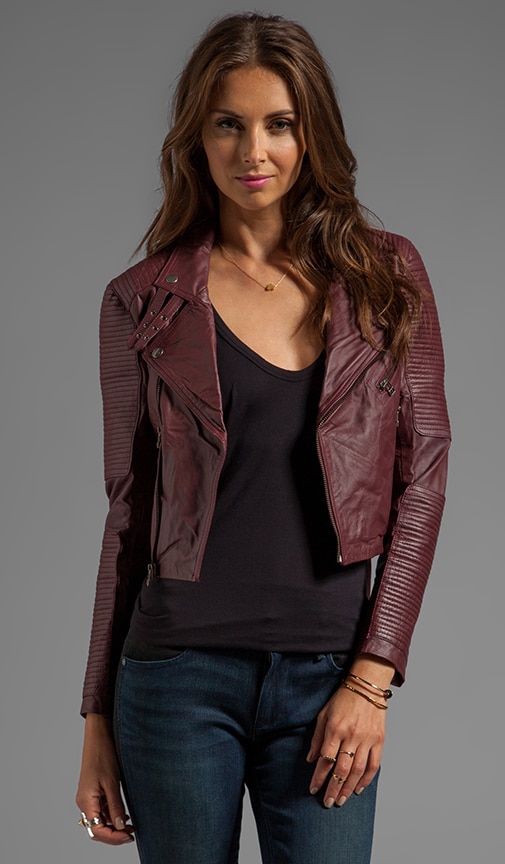 Cropped Leather Moto Jacket