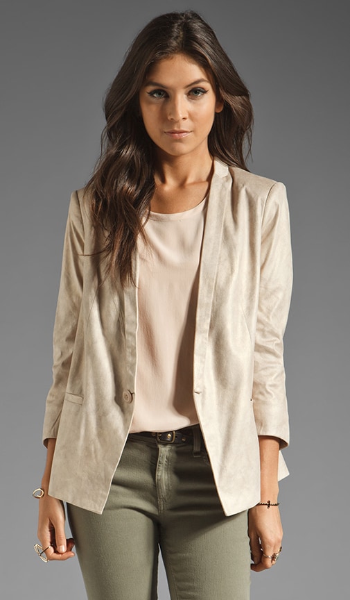 Notch Collar Faux Leather Blazer