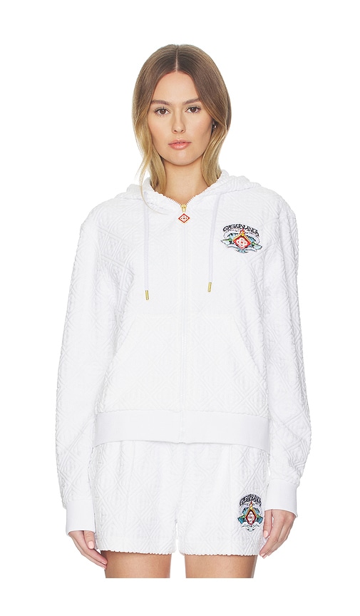 Casablanca Waves Monogram Towelling Zip-up Hoodie