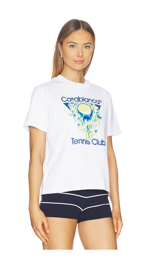 Casablanca Tennis Club Boxy Front Flame Cotton T-shirt In White