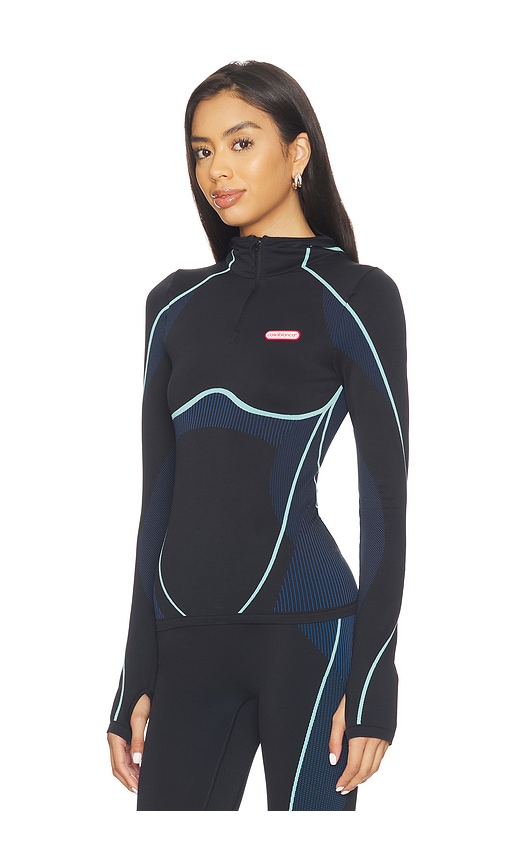 Casablanca Slim Fit Hooded Long Sleeve Top In Black