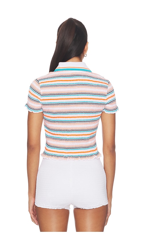 Casablanca Stripe Shirred Polo Top | Thumbnail 3