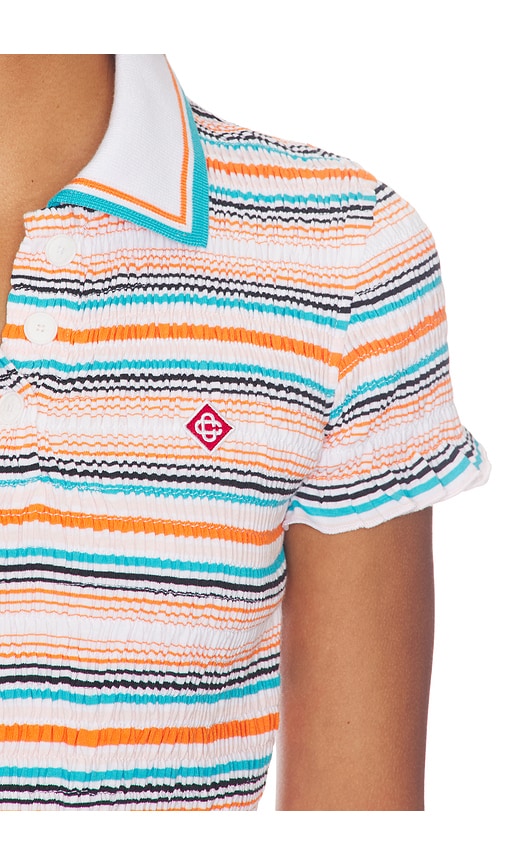 Casablanca Stripe Shirred Polo Top | Thumbnail 5