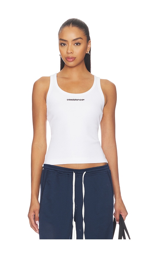 Casablanca Ribbed Tank Top In White