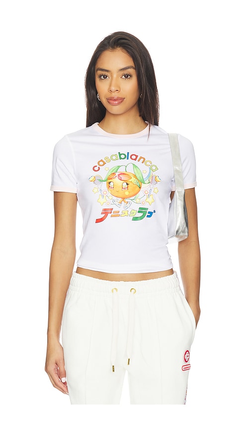 Casablanca Orange Mascot Ringer Longline Tee In Animal Print