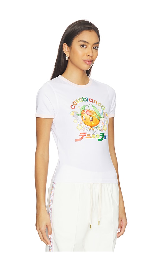 Casablanca Orange Mascot Ringer Longline Tee In Animal Print