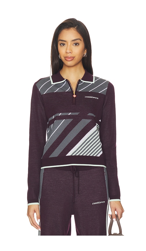 Casablanca "diagonal" Tennis Polo Shirt In Animal Print