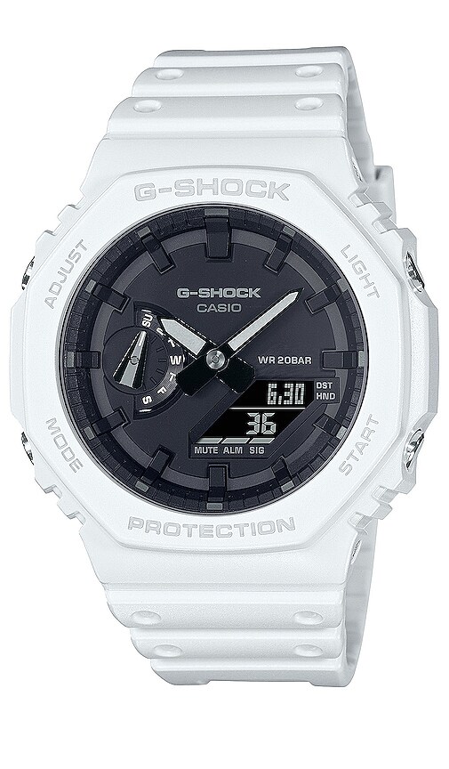 G-shock 2100 Series Watch In White & Black