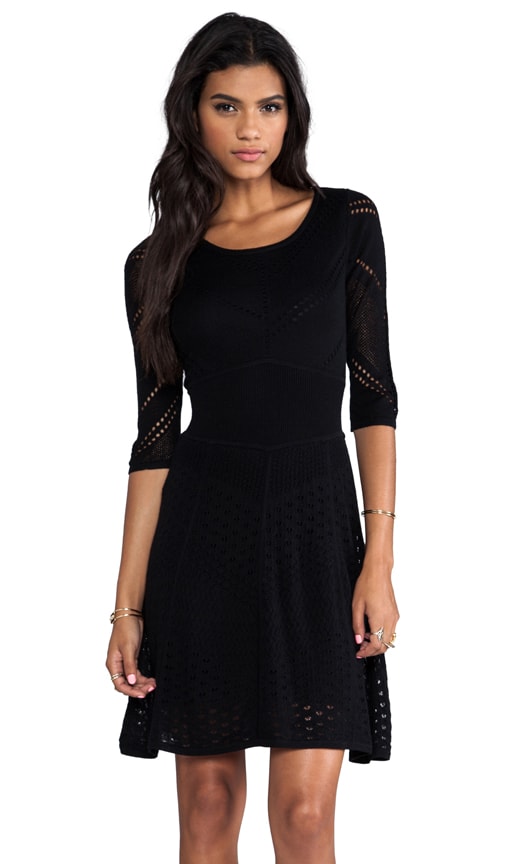 Favorites 3/4 Sleeve Mixed Pointelle Dress