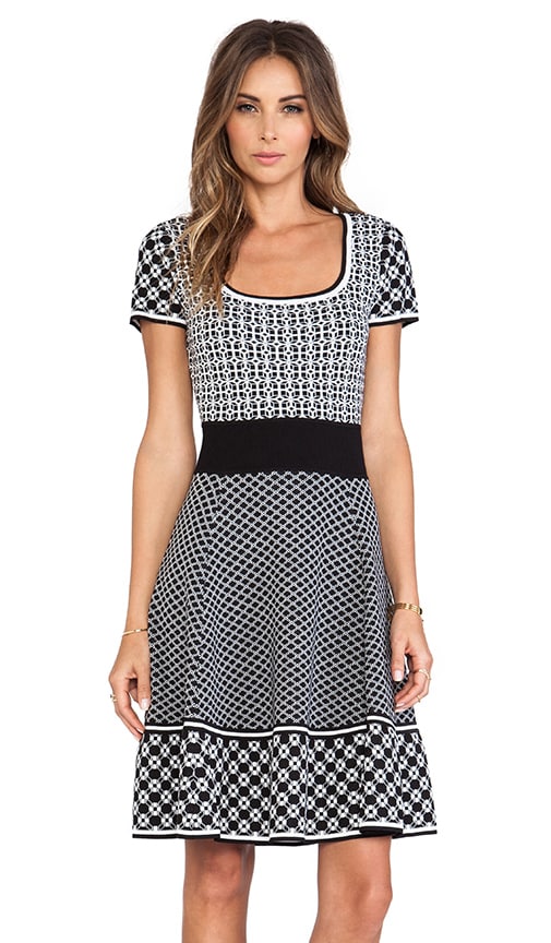 Genevieve Fit & Flare Knit Jacquard Dress