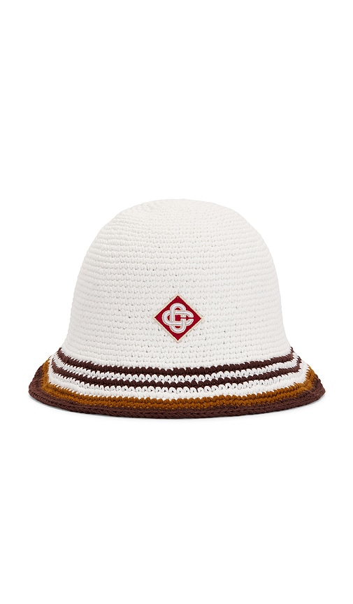 Casablanca Stripe Crochet Hat in White.