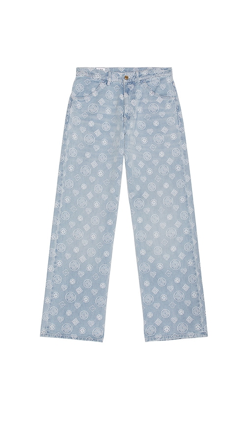 Casablanca Relaxed Fit Monogram Jeans In Blue