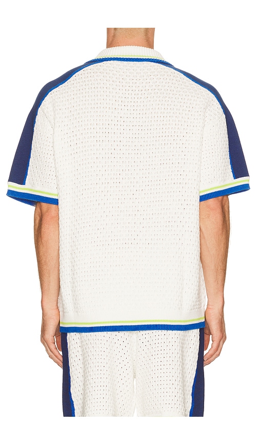 Casablanca Contrasting Trims Chest Pocket Logo-embroidered Short-sleeve Button-up Shirt In Multi