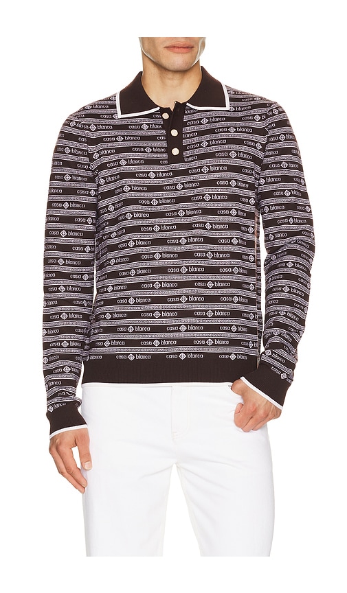 Casablanca Wordmark Long Sleeve Polo | Thumbnail 6