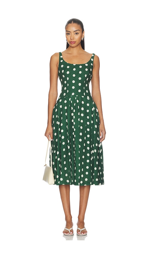 green dress white polka dots 1950s Green & White Polka Dot Cotton Dress- XS La Poubelle Vintage