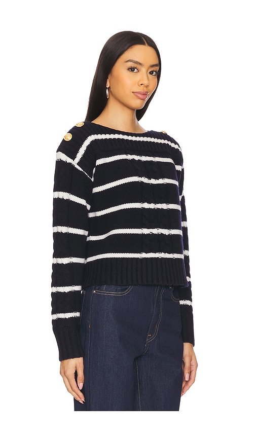 Cara Cara Sarita Cable-knit Striped Sweater In Navy