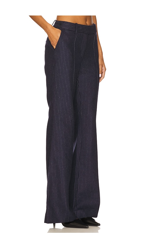 Cara Cara Tristan Pinstriped Brushed Wool-blend Flared Pants In Blue