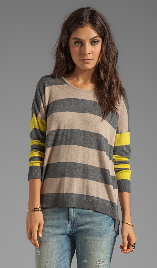 C C California Cashmere Blend Stripe Sweater Hi Lo Sweater in