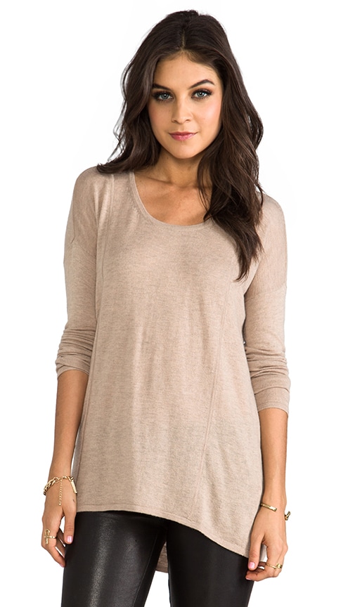Long Sleeve Hi-Low Cashmere Blend Sweater