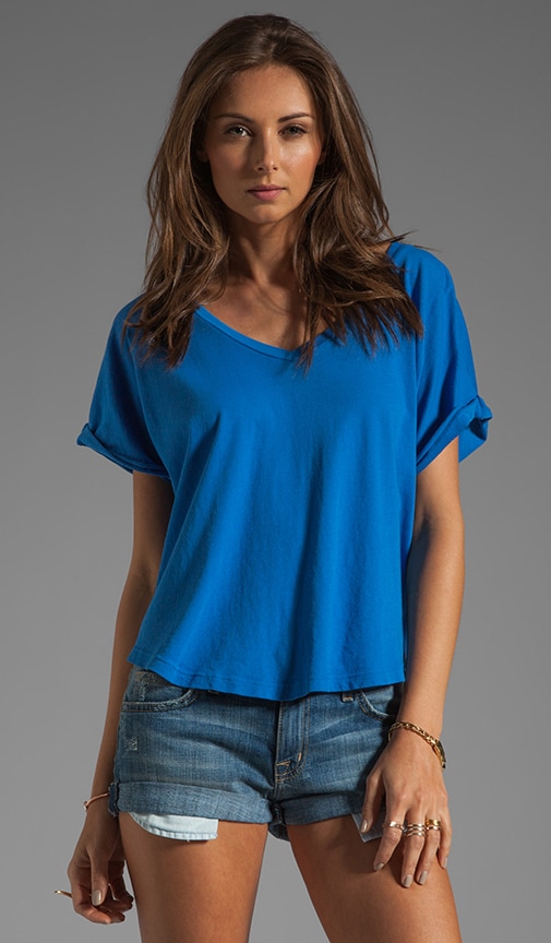 Cap Sleeve Double V-Neck Tee