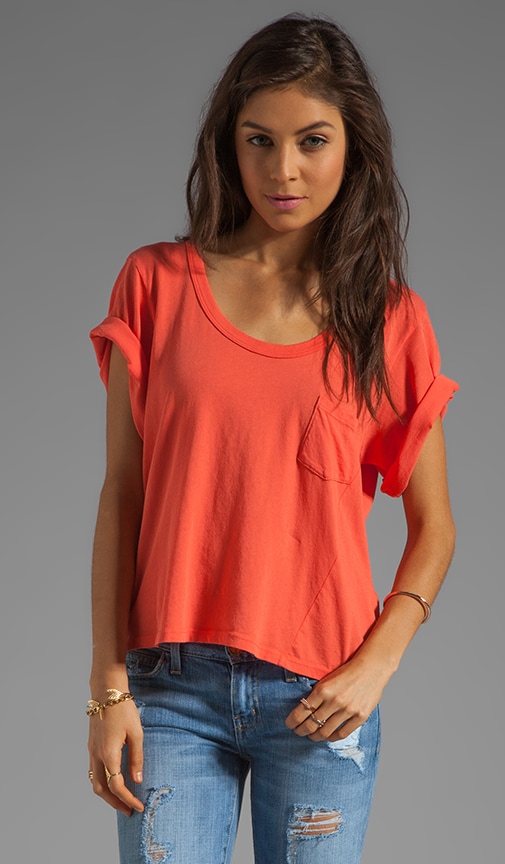 Drape Sleeve Cut-Out Back Box Tee