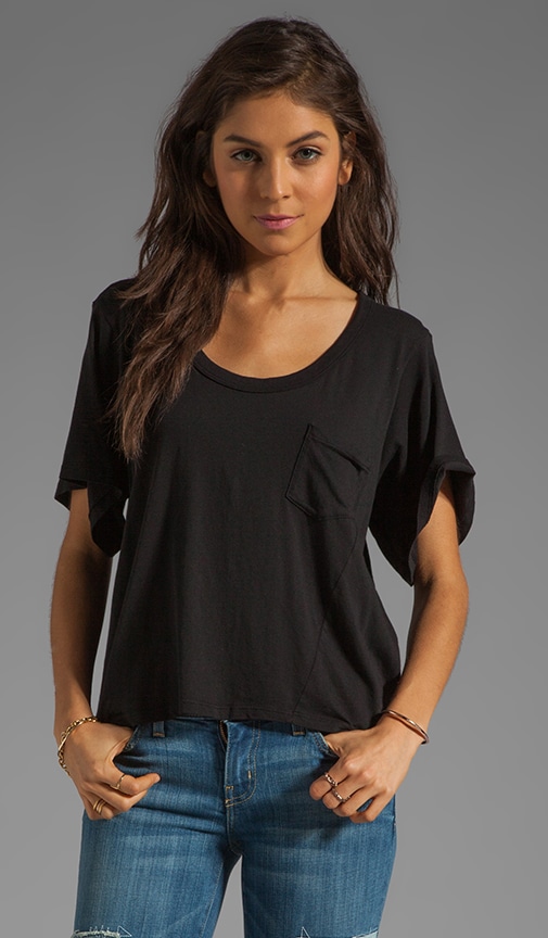 Drape Sleeve Cut-Out Back Box Tee