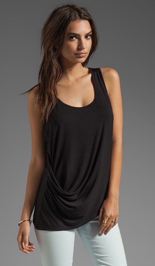 Stretch Rayon Jersey Asymmetric Drape Tank