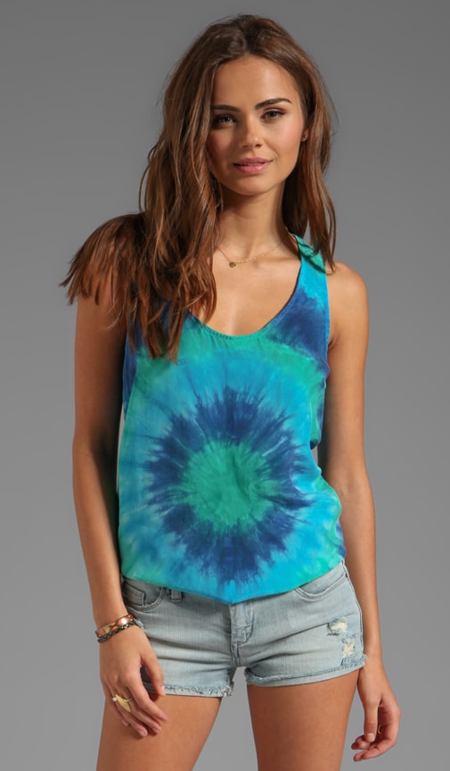Light Weight Bemberg Circle Tie Dye Keyhole Back Tank