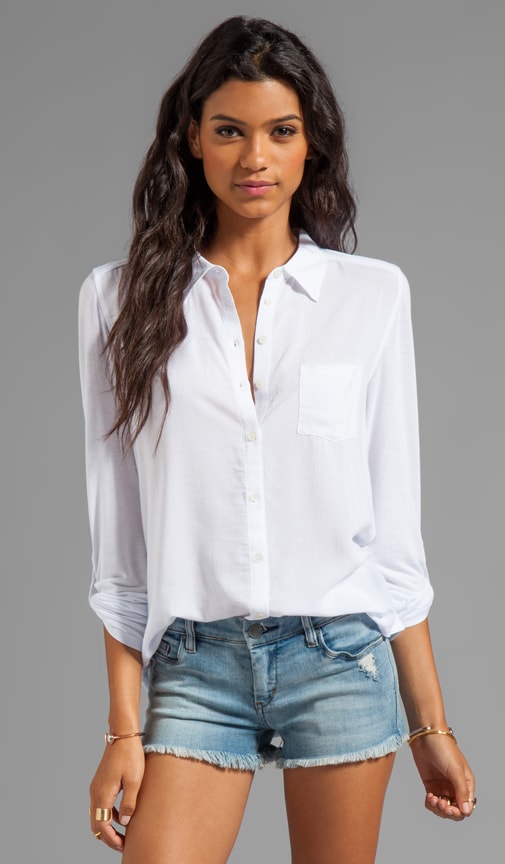 Woven/Knit Mix Roll Sleeve Shirt