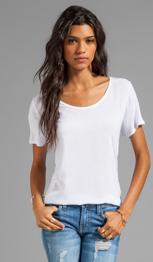 Woven/Knit Mix Short Sleeve Shirt Tail Top