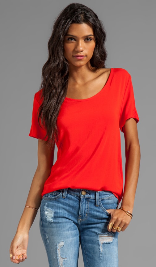 Woven/Knit Mix Short Sleeve Shirt Tail Top