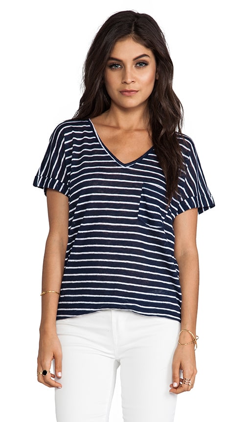 Roll Sleeve V Neck Tee